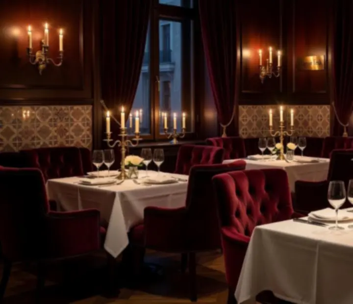 Candlelit fine dining hangulat elegáns asztalokkal és borospoharakkal